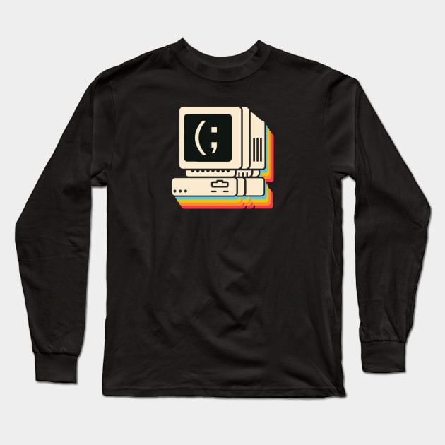 Retro Computer Colorful Long Sleeve T-Shirt by Issho Ni